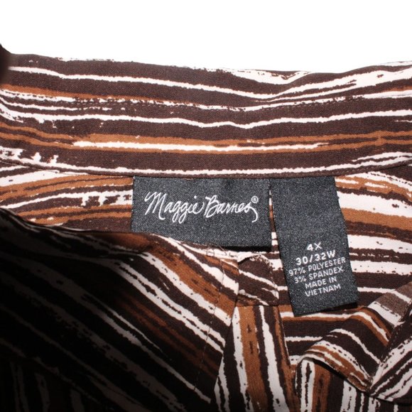 Maggie Barnes Womens Plus Sz 4X Button Down Dress Shirt Tunic Stripes Designer - Picture 6 of 7